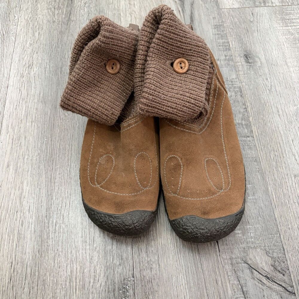 Keen Brown Suede Ankle Knit Sock Boots Womens Sz 9.5 Outdoor Hiking Ankle Bootie